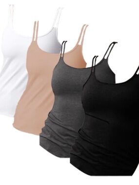 SET OF FOUR Pocketed Slim Fit Camisoles by Amoena for Mastectomy